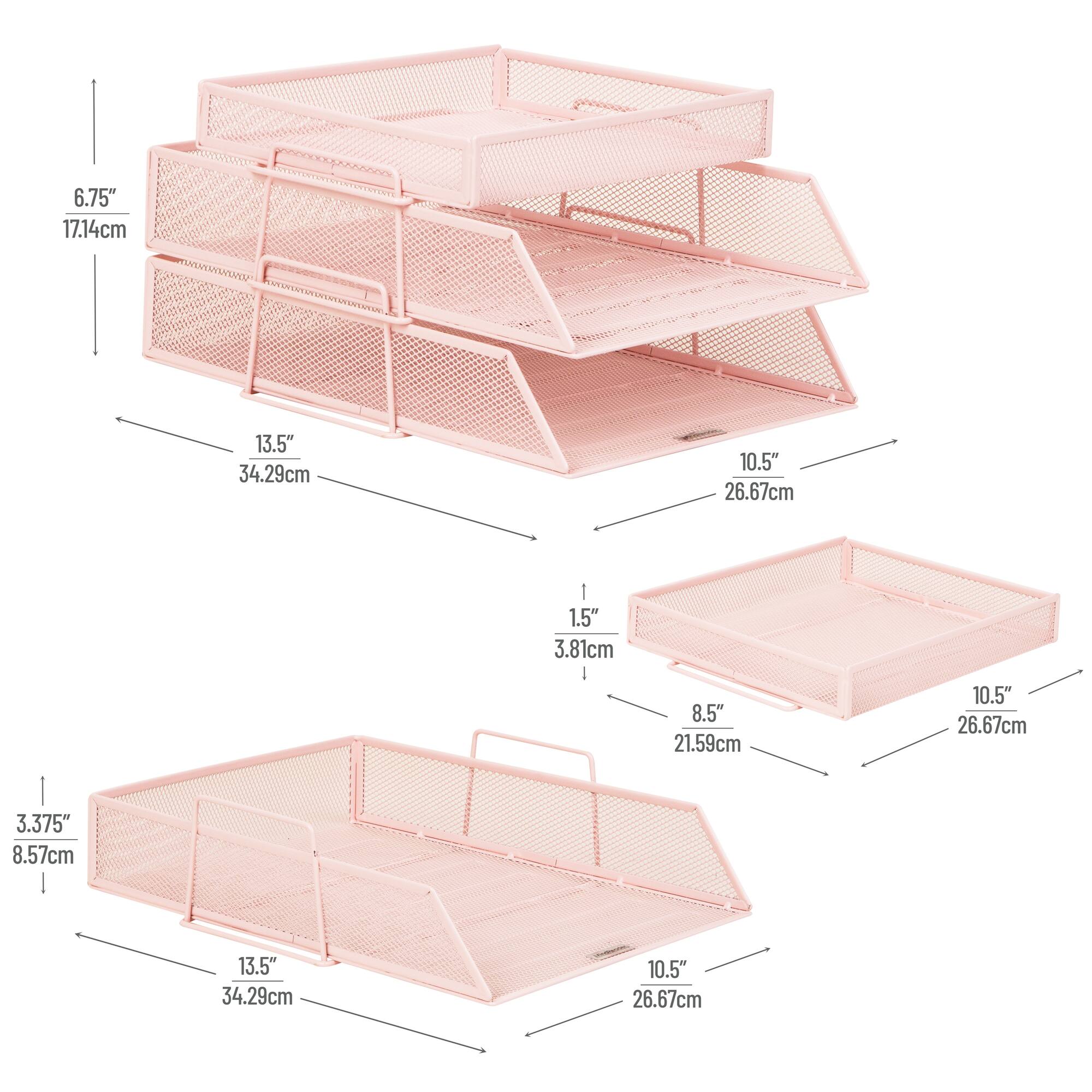 Mind Reader 2 Tier Paper Tray with Top Supply Compartment, Desktop File Organizer, Metal Mesh
